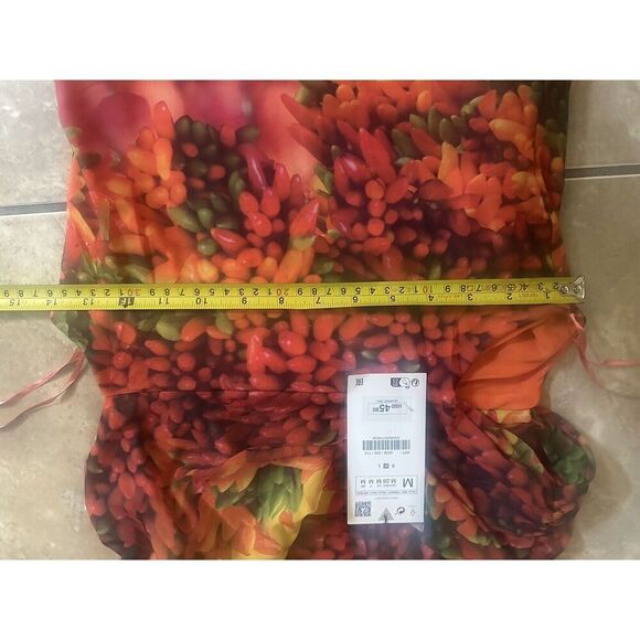 NWT Zara M Long Printed Tissue Dress Stretch - Picture 10 of 11